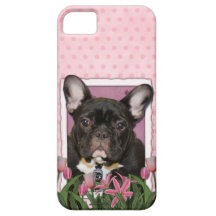 Mothers Day - Pink Tulips - Frenchie - Teal iPhone 5 Covers