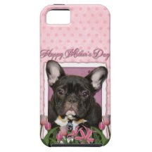 Mothers Day - Pink Tulips - Frenchie - Teal iPhone 5 Case