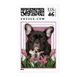 Mothers Day - Pink Tulips - Frenchie - Teal Stamps