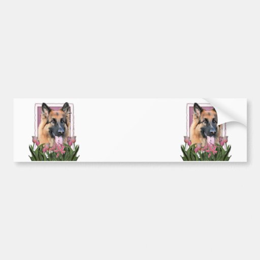 Mothers Day - Pink Tulips  -German Shepherd Chance Bumper Stickers