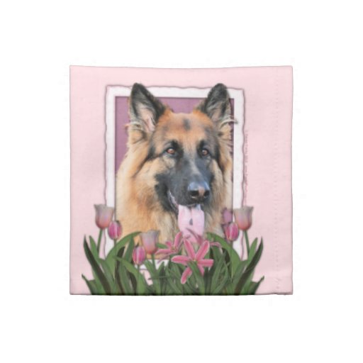 Mothers Day - Pink Tulips  -German Shepherd Chance Printed Napkin