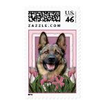 Mothers Day - Pink Tulips - German Shepherd Stamp