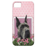 Mothers Day - Pink Tulips - Great Dane - Grey iPhone 5 Case