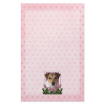 Mothers Day - Pink Tulips - Jack Russell Personalized Stationery