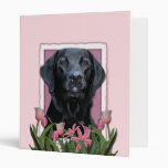 Mothers Day - Pink Tulips - Labrador - Black - Gag Vinyl Binder