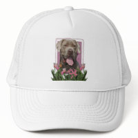 Mothers Day - Pink Tulips - Mastiff - Snoop Trucker Hat 