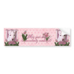 Mothers Day - Pink Tulips - Pitbull Puppy - Petey Bumper Stickers