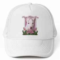 Mothers Day - Pink Tulips - Pitbull Puppy - Petey Trucker Hat