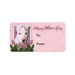 Mothers Day - Pink Tulips - Pitbull Puppy - Petey labels