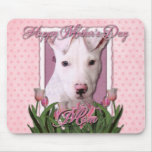 Mothers Day - Pink Tulips - Pitbull Puppy - Petey mousepads