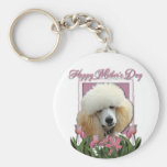 Mothers Day - Pink Tulips - Poodle - Apricot Key Chain