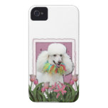 Mothers Day - Pink Tulips - Poodle - White iPhone 4 Covers