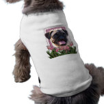 Mothers Day - Pink Tulips - Pug Dog T-shirt
