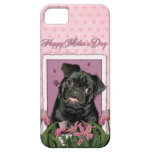 Mothers Day - Pink Tulips - Pug - Ruffy iPhone 5 Cover