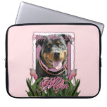 Mothers Day - Pink Tulips - Rottweiler - SambaParT Laptop Computer Sleeve