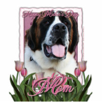 Mothers Day - Pink Tulips - Saint Bernard - Mae Cut Out