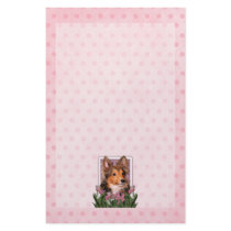 Mothers Day - Pink Tulips - Sheltie Puppy - Cooper