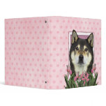 Mothers day - Pink Tulips - Shiba Inu - Yasha binders