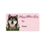 Mothers Day - Pink Tulips - Shiba Inu - Yasha Personalized Address Labels