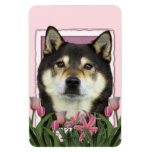 Mothers Day - Pink Tulips - Shiba Inu - Yasha Vinyl Magnets