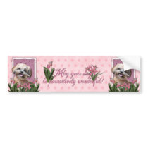 Mothers Day - Pink Tulips - ShihPoo - Maggie Bumper Sticker