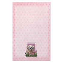 Mothers Day - Pink Tulips - ShihPoo - Maggie Customized Stationery
