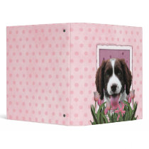Mothers Day - Pink Tulips -Springer Spaniel Baxter Vinyl Binder