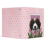 Mothers Day - Pink Tulips -Springer Spaniel Baxter Vinyl Binder