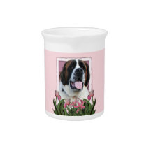 Mothers Day - Pink Tulips - St Bernard - Mae Beverage Pitchers