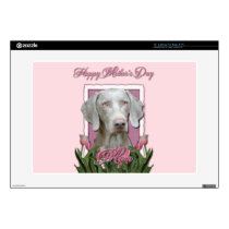 Mothers Day - Pink Tulips - Weimaraner - Gold Eyes 15" Laptop Skin