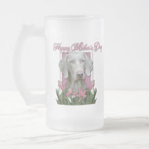 Mothers Day - Pink - Tulips - Weimeraner - Blue Mugs