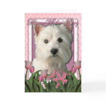 Mothers Day - Pink Tulips - West Highland Terrier Card