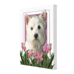 Mothers Day - Pink Tulips - Westie Canvas Prints