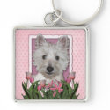 Mothers Day - Pink Tulips - Westie Key Chains