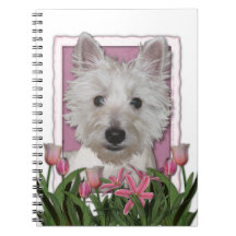 Mothers Day - Pink Tulips - Westie Spiral Note Books