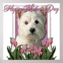 Mothers Day - Pink Tulips - Westie Poster