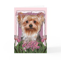 Mothers Day - Pink Tulips - Yorkshire Terrier Greeting Cards