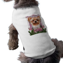 Mothers Day - Pink Tulips - Yorkshire Terrier Dog Tshirt