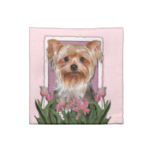 Mothers Day - Pink Tulips - Yorkshire Terrier Napkins