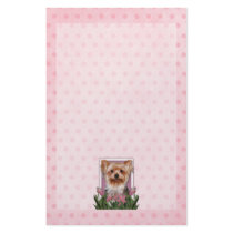 Mothers Day - Pink Tulips - Yorkshire Terrier Stationery Paper