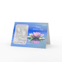 Mother's Day Pink Water Lily (photo frame) cards