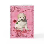 Mothers Day - Red Rose - Bichon Frise Puppy Card