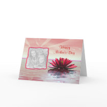 Mother's Day Red Water Lily (photo frame) cards