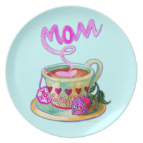 Mother's Day Teacup with Hearts for Mom plates