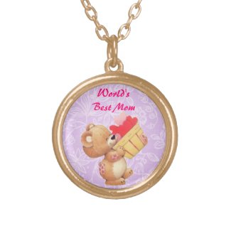 Mothers Day Teddy And A Basket Of Hearts Necklaces
