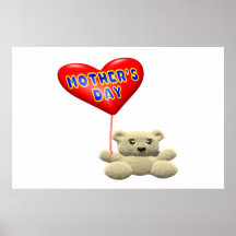 Mothers Day Teddy Bear Balloon Print
