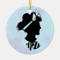Mother's Day Vintage Silhouette on Blue Ornament ornaments