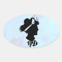 Mother's Day Vintage Woman Silhouette on Blue stickers