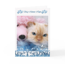 Mother's Day Welsh Language card cute cat and dog
