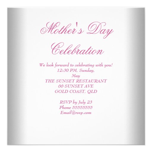 Mother's Day White Pink floral Tea Cupcake Invite